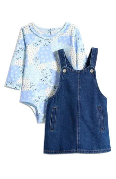 Levi's® Babies'  Long Sleeve Bodysuit & Denim Skirtall In Blue