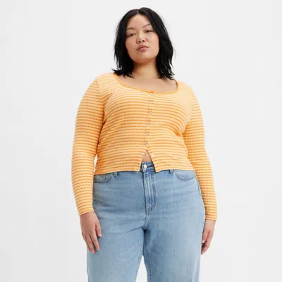 Levi's Long Sleeve Britt Snap Front Top (plus Size) In Sand