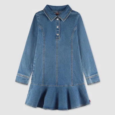 Levi's Long Sleeve Button Up Dress Little Girls 4-6x 4 In Blue
