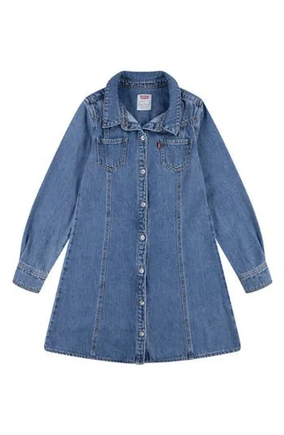 Levi's® Babies'  Long Sleeve Denim Shirtdress In Blue