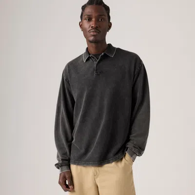 Levi's Long Sleeve Finn Boxy Polo In Black