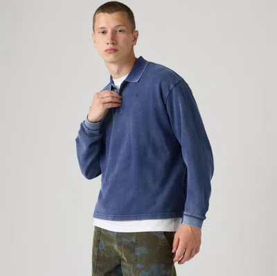 Levi's Long Sleeve Finn Boxy Polo In Blue