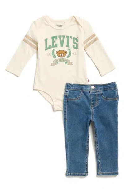 Levi's® Babies'  Long Sleeve Football Bodysuit & Jeans Set In Blue