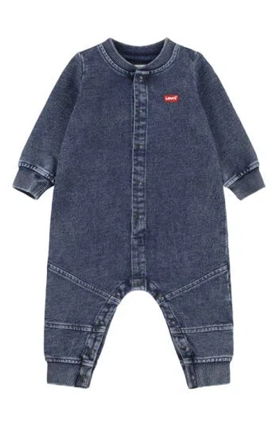 Levi's® Babies'  Long Sleeve French Terry Romper In Blue