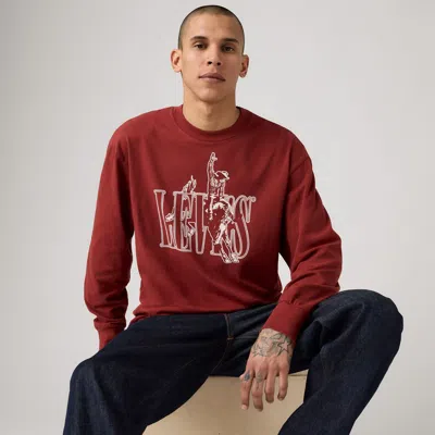 Levi's Long-sleeve Graphic Authentic T-shirt In Red