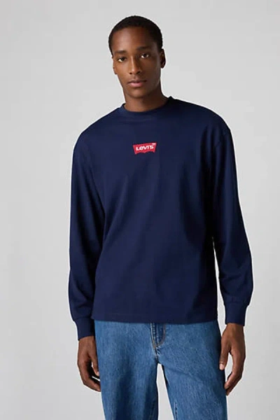 Levi's Authentic Back Print Long Sleeve T-shirt Relaxed Fit In Blue