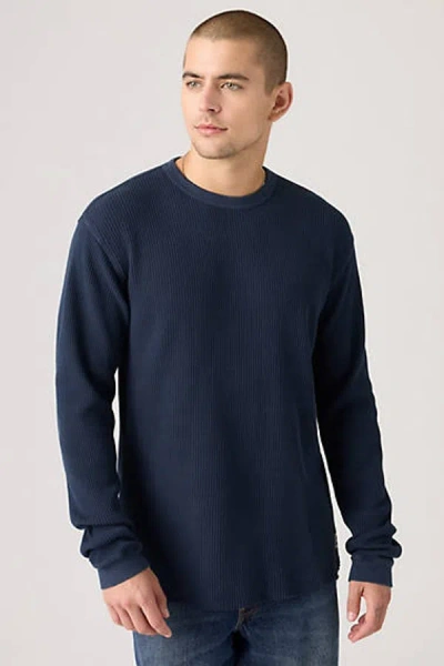 Levi's Long Sleeve Relaxed Thermal Tee In Blue