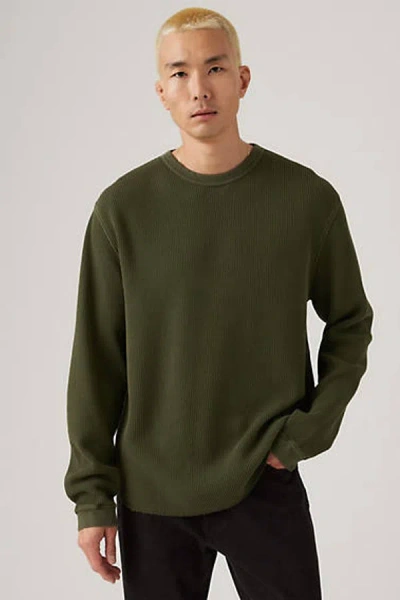 Levi's Long Sleeve Relaxed Thermal Tee In Green