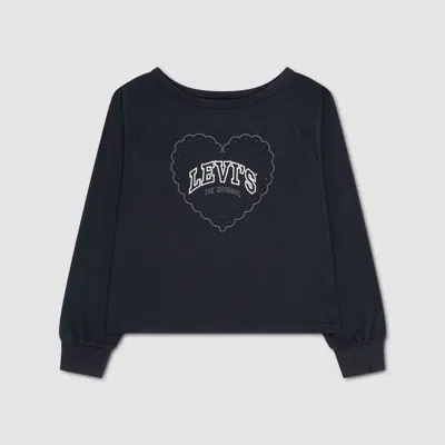 Levi's Longsleeve Heart Knit Top Big Girls 7-16 L In Black
