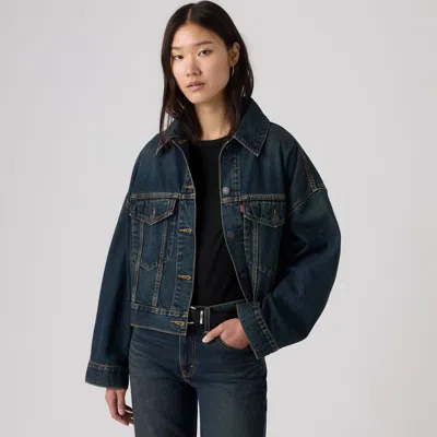 Levi's Loose Cropped Trucker Jacket In Blue