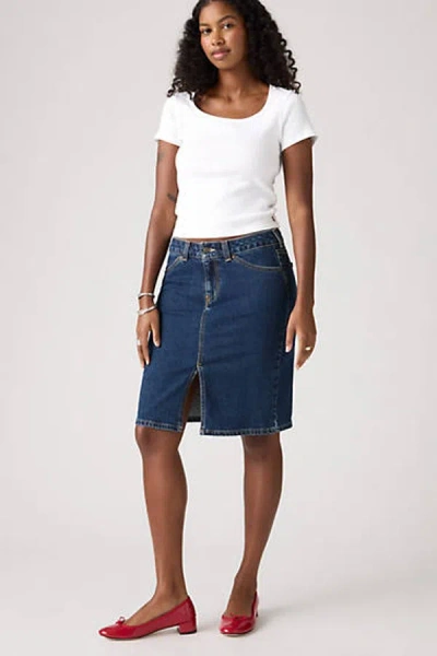 Levi's Low Midi Skirt In Blue