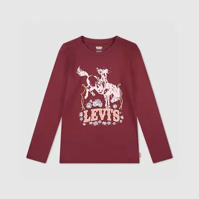 Levi's Levis Ls Horse Tee Big Girls S-xl T-shirt Xl In Brown