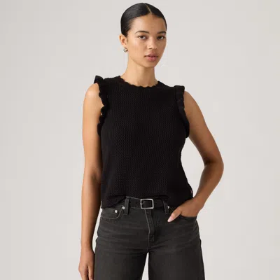Levi's Lulu Flutter Sleeve Sweater Tank Top In Black