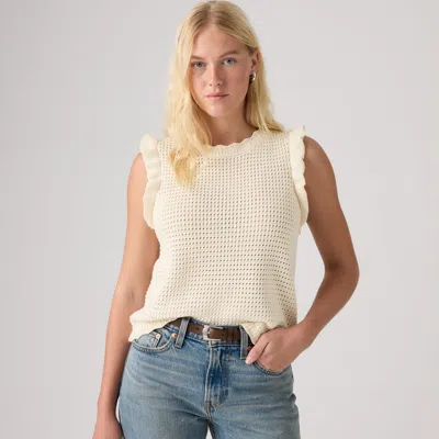 Levi's Lulu Flutter Sleeve Sweater Tank Top In White