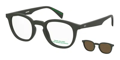 Levi's Lv 5104/c With Clip-on Dld/sp Men's Glasses Green Size 47 - Free Lenses - Blue Light Block Available In Matte Green