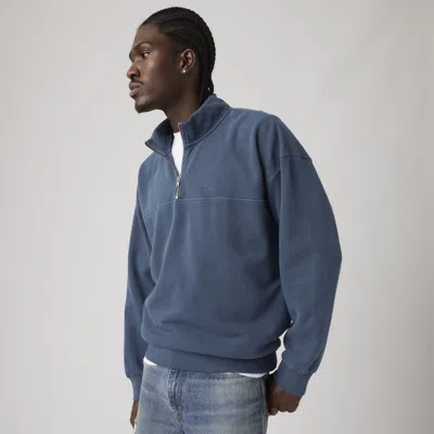 Levi's Marina Quarter Zip Sweatshirt In Blue
