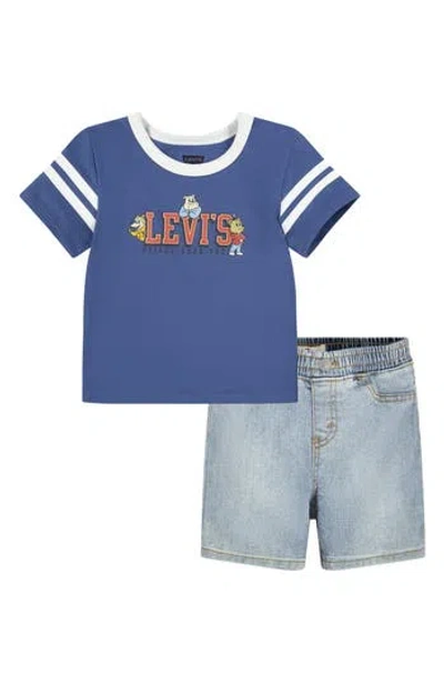Levi's® Kids'  Mascot Logo T-shirt & Pull-on Shorts Set In True Navy