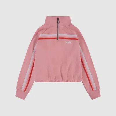 Levi's Meet And Greet Quarter Zip Big Girls 7-16 Sweatshirt L In Pink