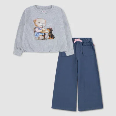 Levi's Meet & Greet Top & Knit Pants Set Toddler Girls 2t-4t 2t In Gray