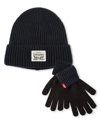 Levi's Men's 2-piece Beanie And Gloves Set In Blue
