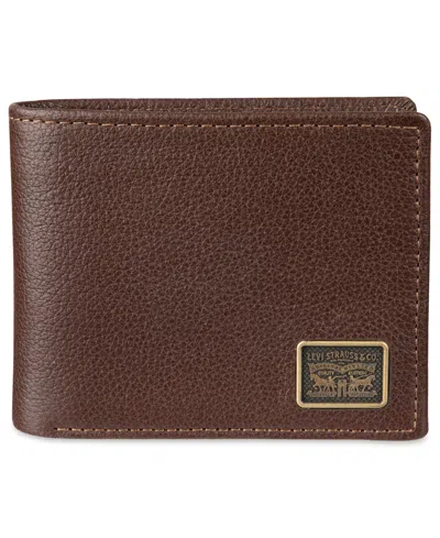 Levi's Men's Bill Divider And Ornament Passcase Wallet In Black