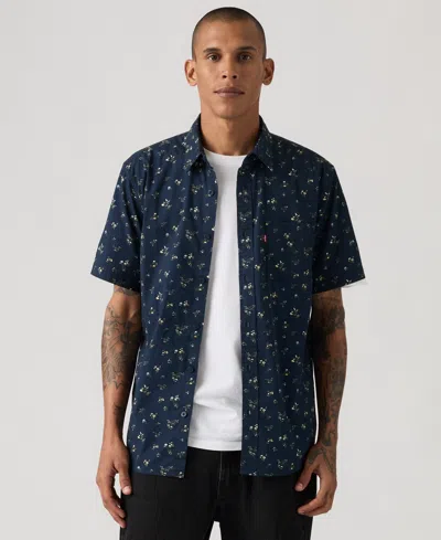 Levi's Men's Classic 1 Pocket Short Sleeve Regular Fit Shirt In Blue