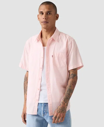 Levi's Men's Classic 1 Pocket Short Sleeve Regular Fit Shirt In Pink