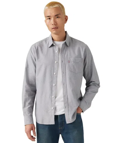 Levi's Men's Classic One Pocket Standard Fit Long-sleeve Point-collar Shirt In Black