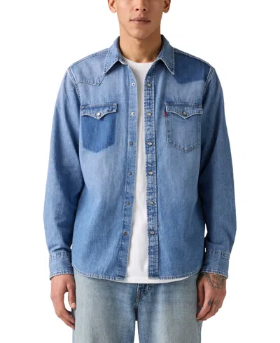 Levi's Men's Classic Standard Fit Western Shirt In Blue