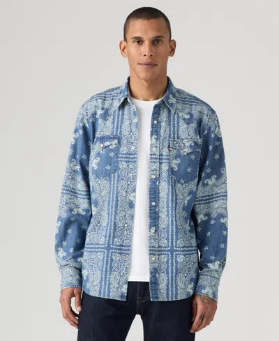 Levi's Men's Classic Standard Fit Western Shirt In Blue