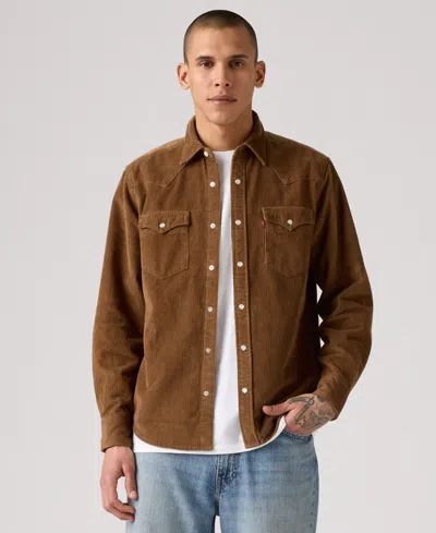 Levi's Men's Classic Standard Fit Western Shirt In Brown