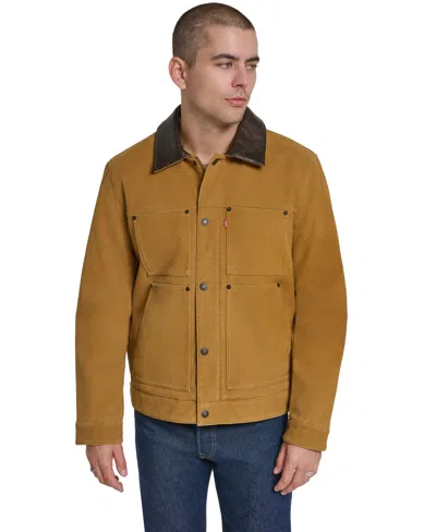 Levi's Men's Classic-fit Laydown-collar Faux Suede Jacket In Black