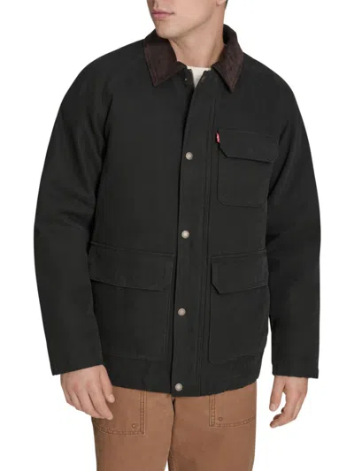 Levi's Men's Corduroy Collar Cotton Field Jacket In Black