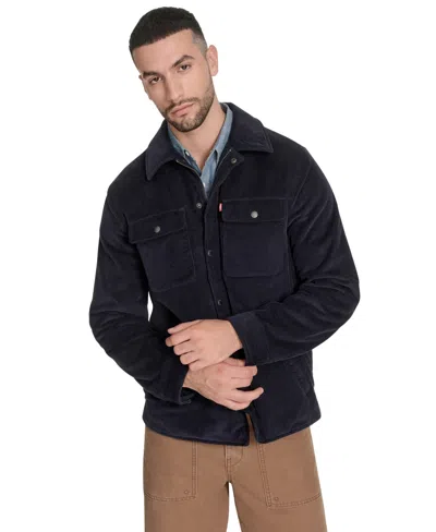 Levi's Men's Corduroy Plaid Lining Shirt Jacket In Blue