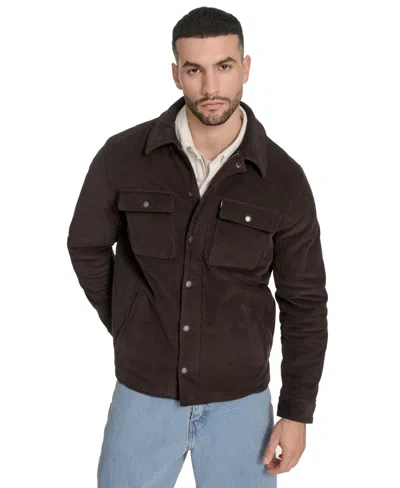 Levi's Men's Corduroy Plaid Lining Shirt Jacket In Brown