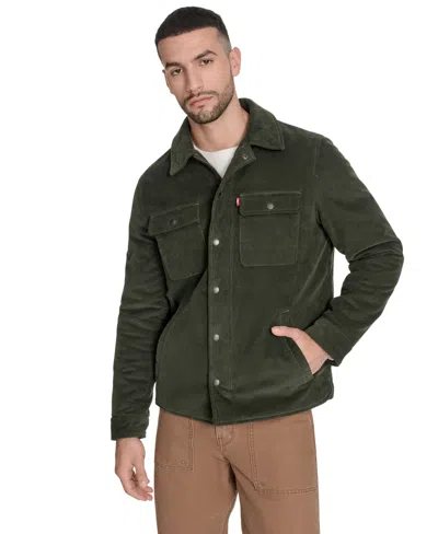 Levi's Men's Corduroy Plaid Lining Shirt Jacket In Green