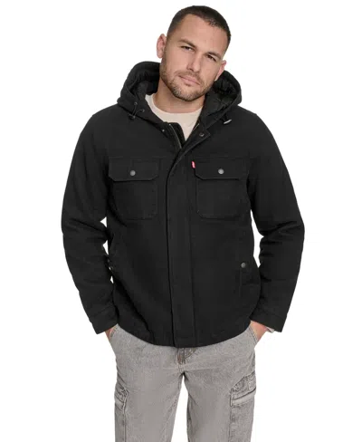 Levi's Men's Cotton Canvas Hood Jacket In Black