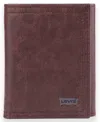 Levi's Men's Crackle Tri-fold Wallet In Brown