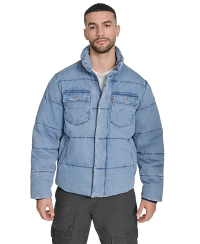 Levi's Men's Denim Quilted Puffer Jacket In Blue