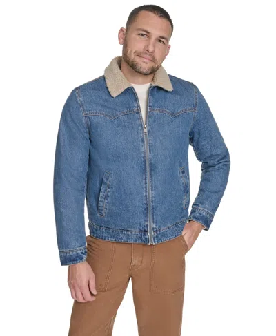 LEVI'S MEN'S DENIM WESTERN SHERPA LINED COLLAR JACKET