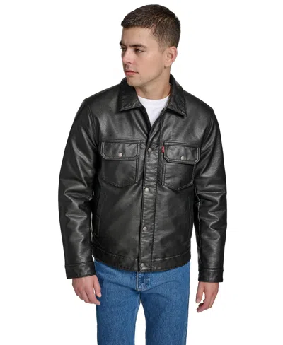 LEVI'S MEN'S FAUX LEATHER TRUCKER JACKET