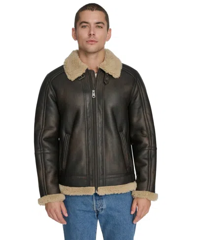 Levi's Men's Faux Shearling Aviator Jacket In Black