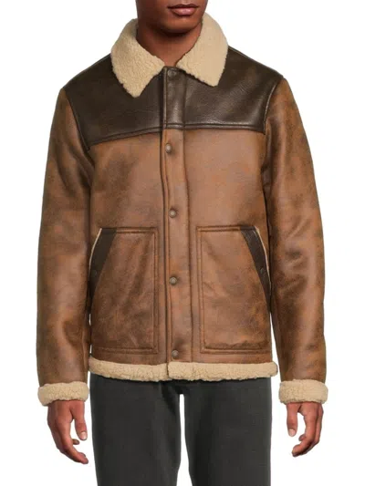 Levi's Men's Faux Shearling Trimmed Jacket In Brown