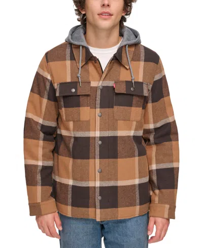 Levi's Men's Faux Sherpa Lined Flannel Shirt Jacket In Multi