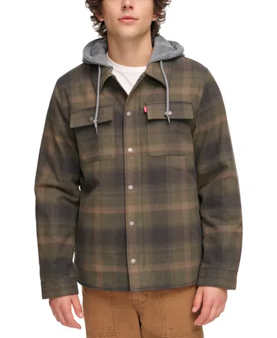Levi's Men's Faux Sherpa Lined Flannel Shirt Jacket In Multi