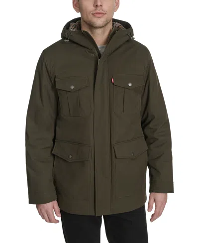 Levi's Men's Field Parka With Plaid Lining Jacket In Green