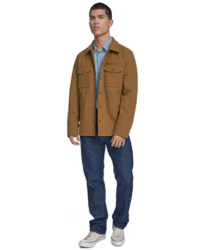 Levi's Men's Front Zipper Shirt Jacket In Brown