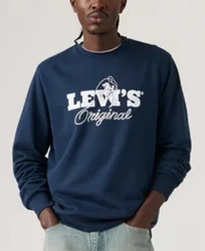 Levi's Men's Graphic Detail Crewneck Long-sleeve Sweatshirt In Blue