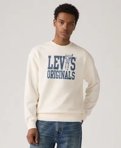 Levi's Men's Graphic Detail Crewneck Long-sleeve Sweatshirt In White