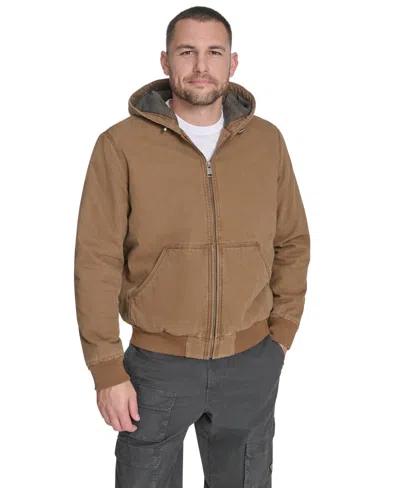 Levi's Men's Hooded Bomber Jacket In Brown